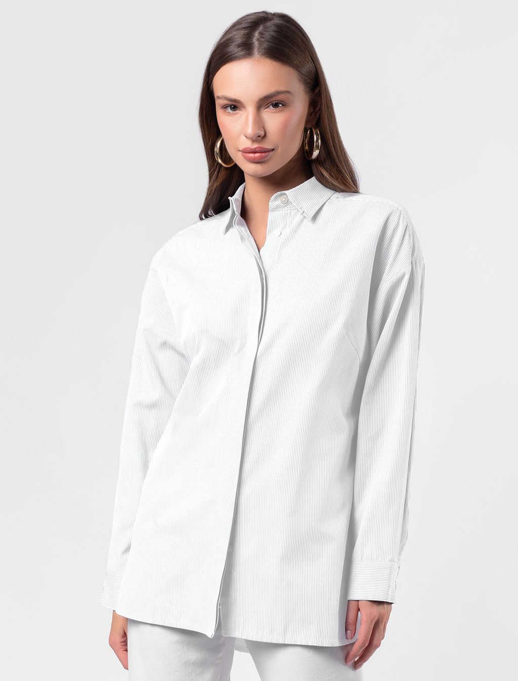 VILATTE / Прямая блузка из хлопка с добавлением ПЭ  фото 5