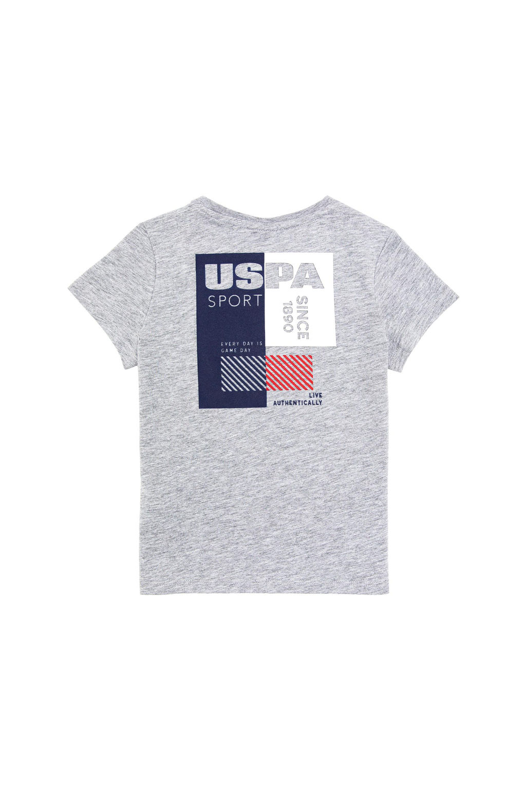 U. S. Polo Assn Детская серая меланжевая футболка с круглым вырезом - U.s. polo assn фото 2