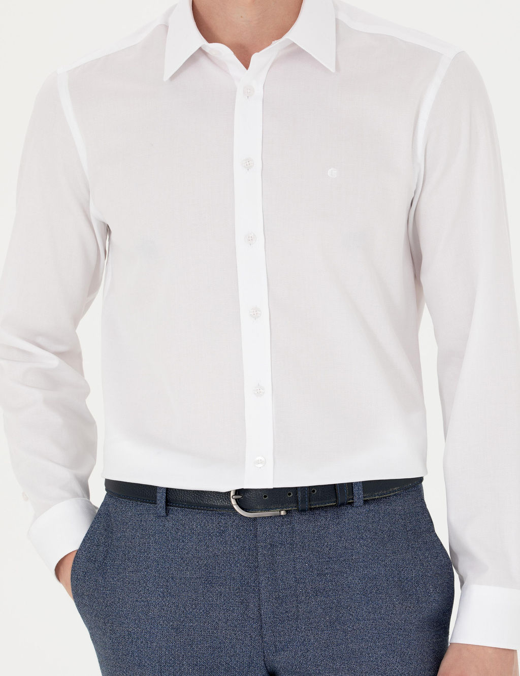 Белая приталенная рубашка с длинным рукавом - Cacharel фото 6