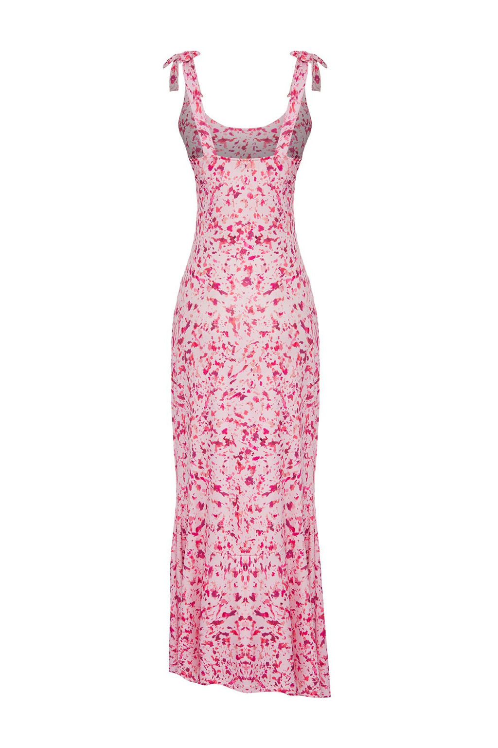 TRENDYOLMILLA Cok Renkli Duz Baglama Detayl? Maxi Soyut Bask?l? Baglama Detayl? Esnek Orme Elbise TWOSS25EL00679 фото 6