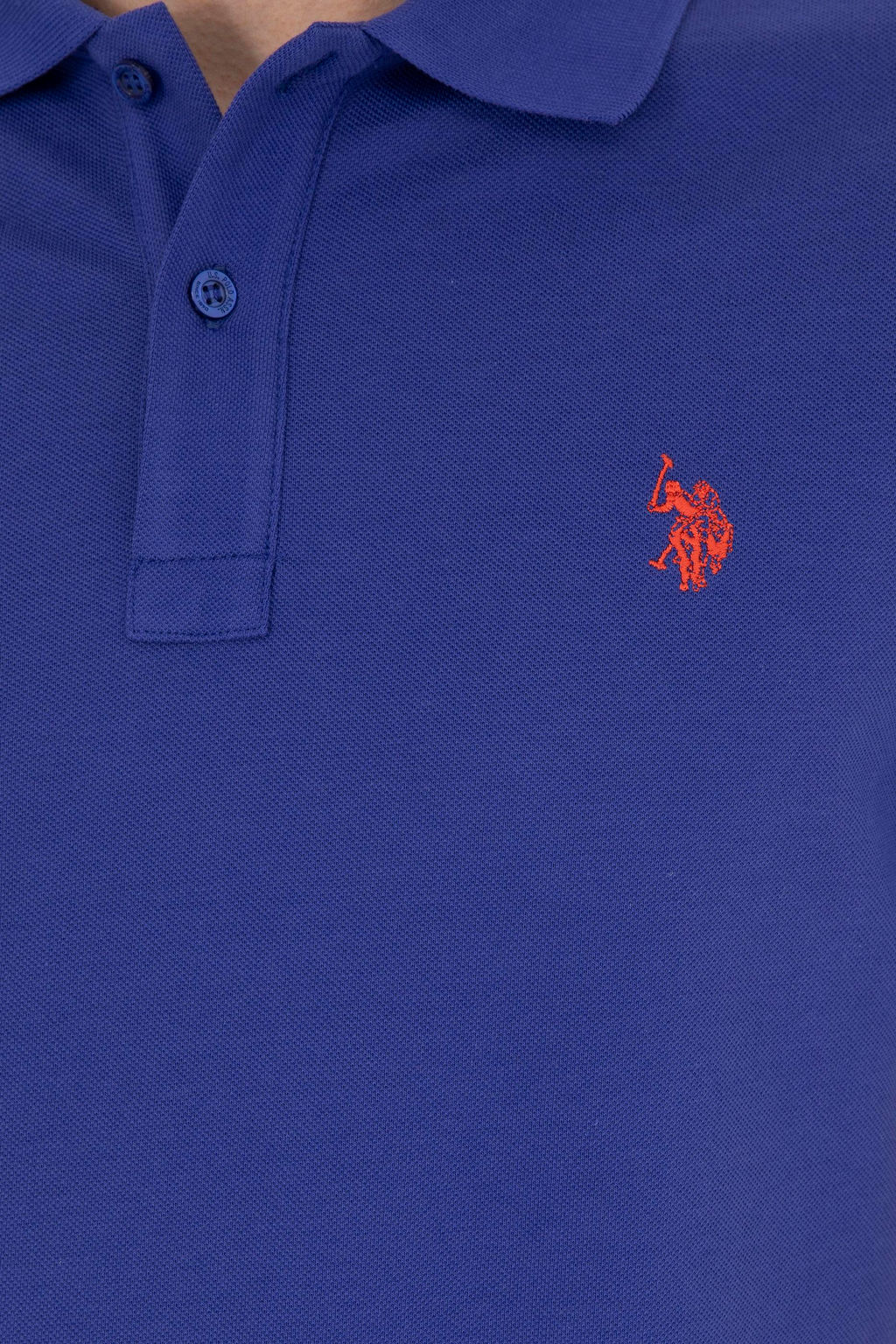 Поло Slim Fit Basic синий из хлопка