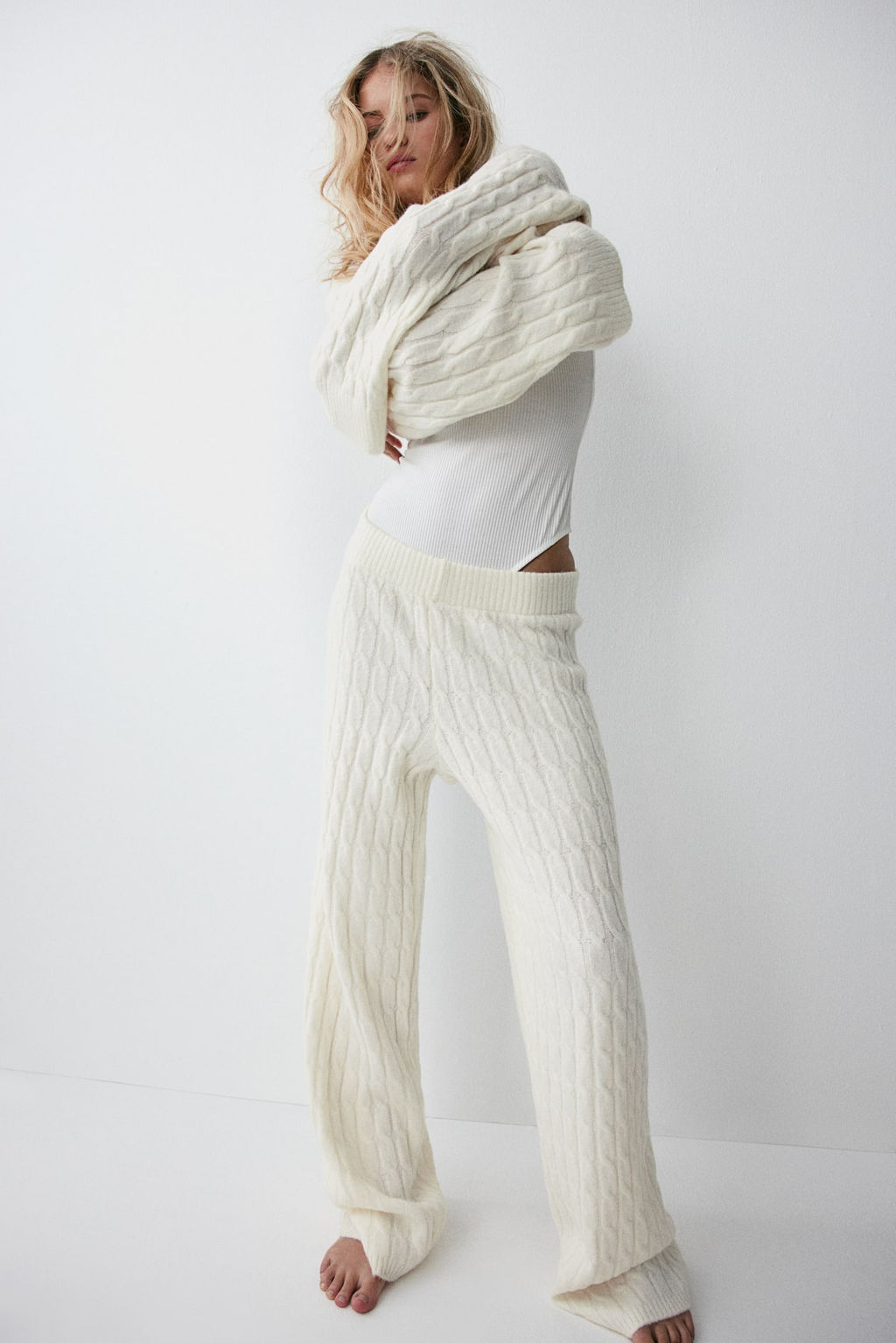 Pantalon en punto trenzado