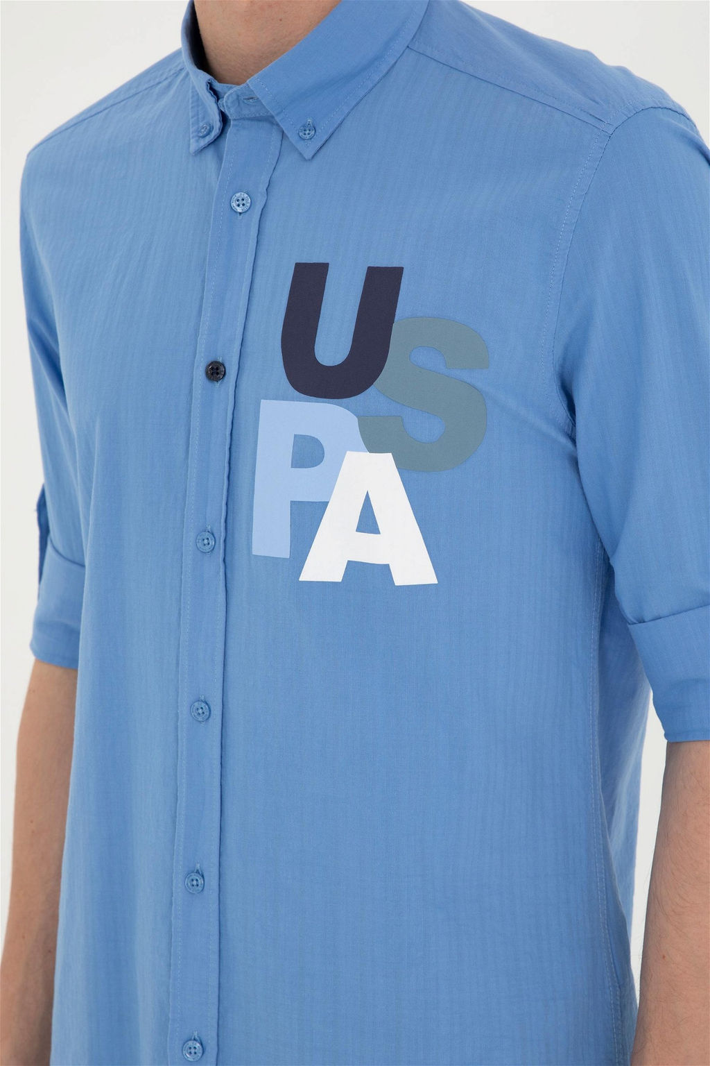 U. S. Polo Assn / Мужская голубая рубашка с длинным рукавом - U.s. polo assn фото 7