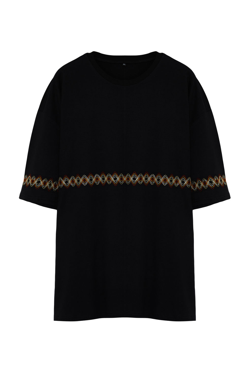 TRENDYOL MAN Buyuk Beden Siyah Oversize/Genis Kesim %100 Pamuklu Etnik Nak?sl? Rahat T-Shirt TMNSS24BF00008 - Trendyolmilla фото 8