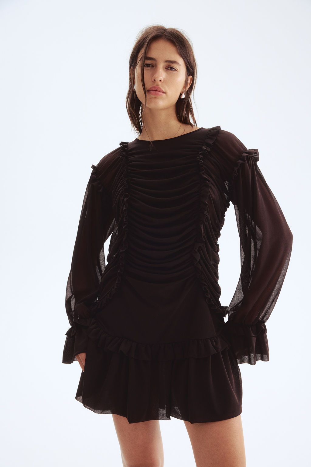Vestido drapeado con volantes - H&m фото 2