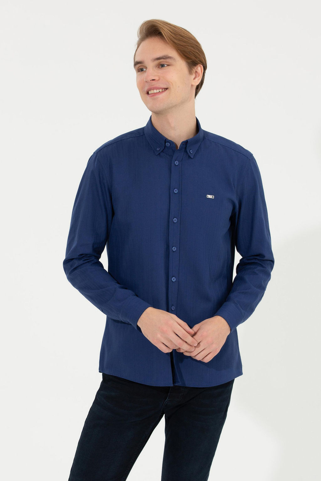 Erkek Mavi Uzun Kollu G_mlek