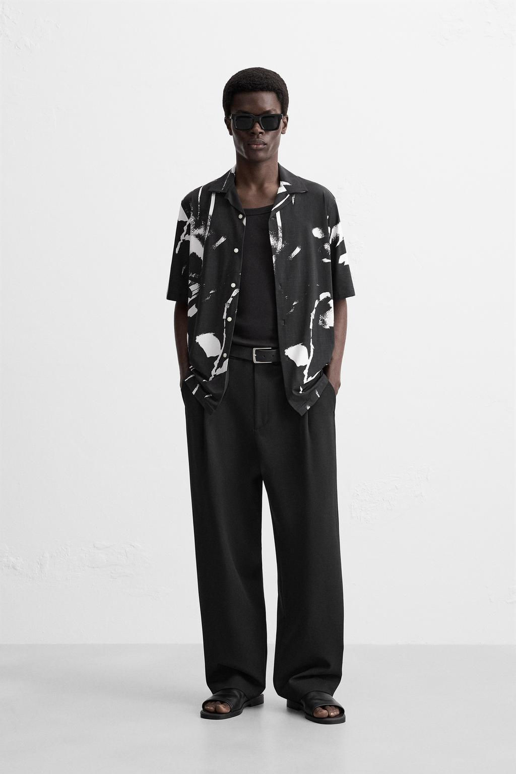 ABSTRACT PRINT STRETCH SHIRT