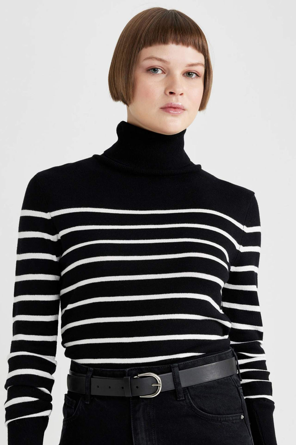 Regular Fit Cizgili Bal?kc? Yaka Triko Triko Kazak - Defacto фото 2