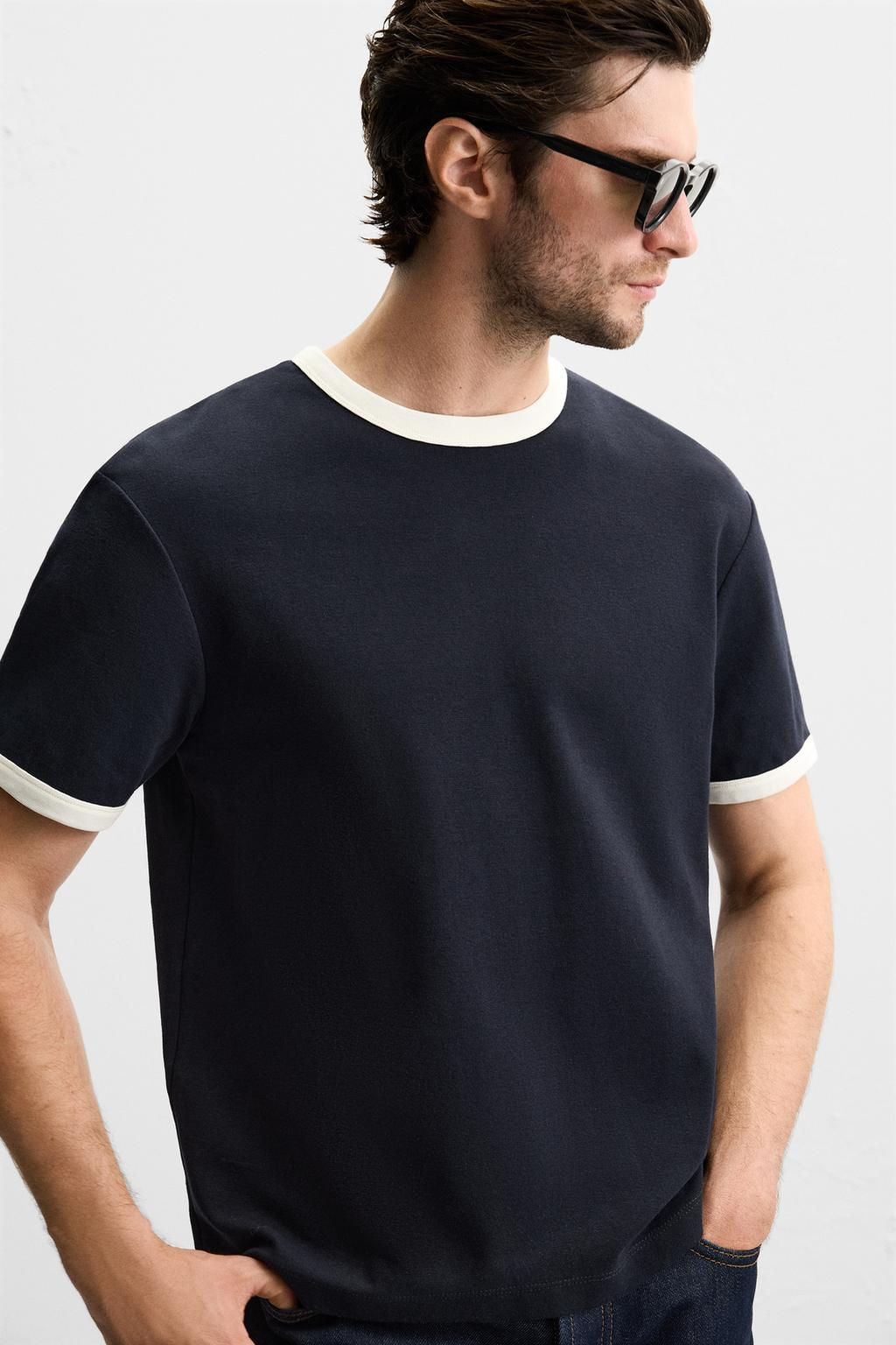 BASIC CONTRAST RIB T-SHIRT - Zara фото 36