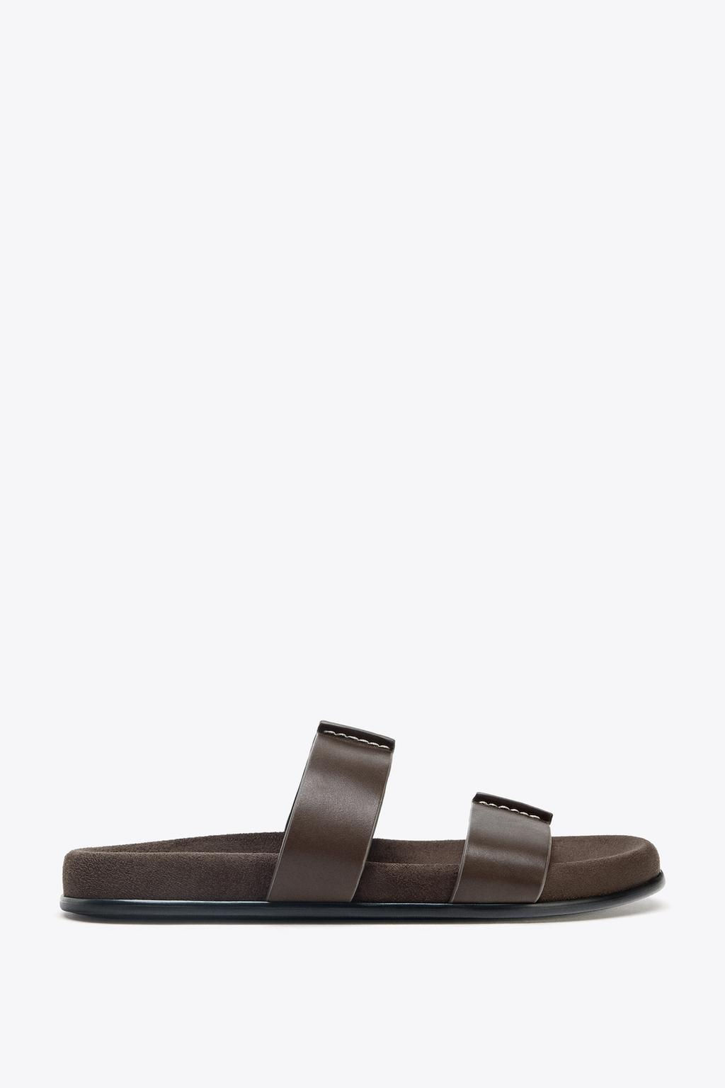DOUBLE STRAP LEATHER SANDALS - Zara фото 3
