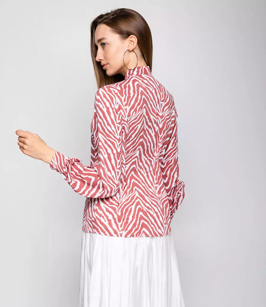 Блуза #БШ1723, пудровый,белый