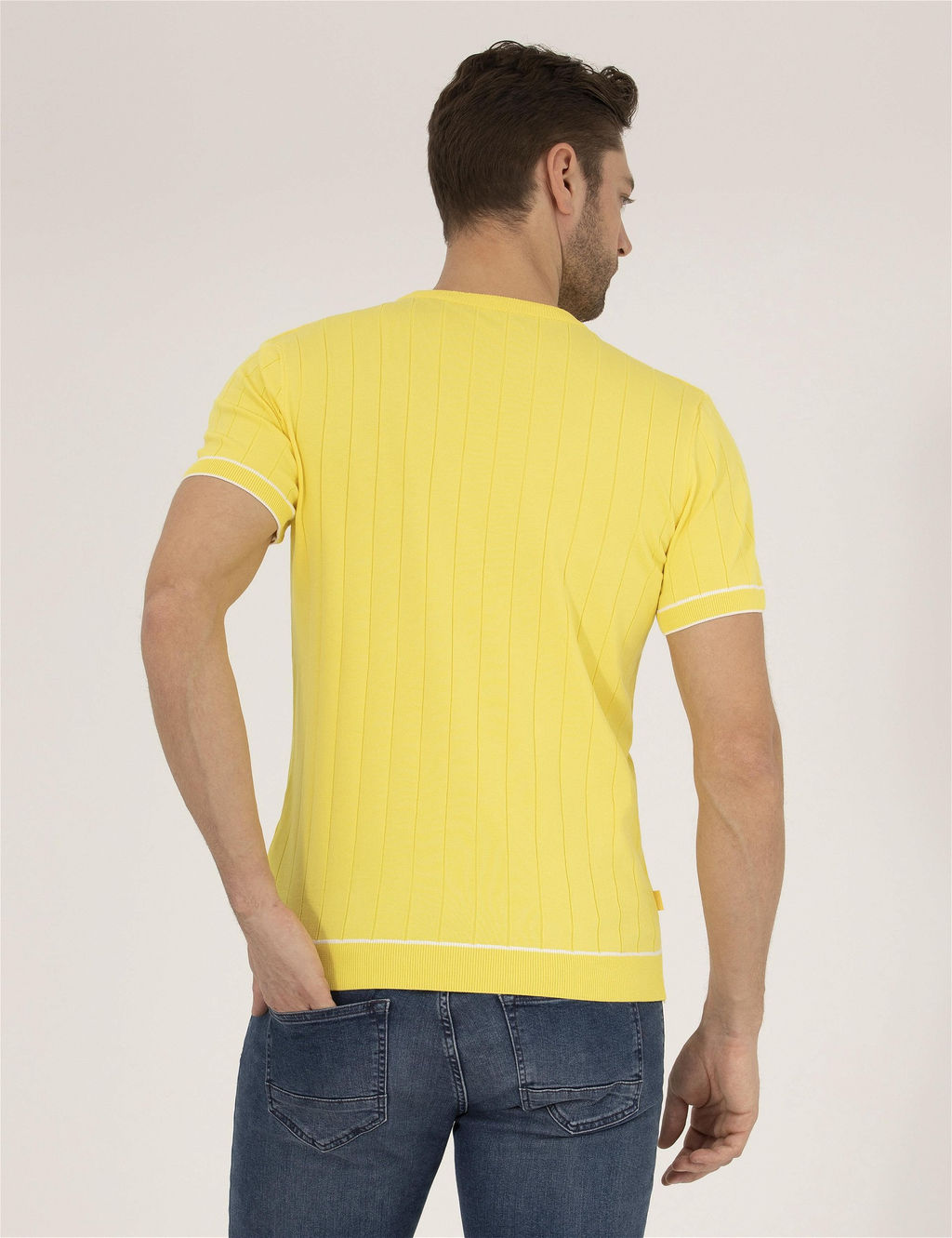 A__k Sar_ Slim Fit Bisiklet Yaka Triko Ti__rt - Pierre cardin фото 5