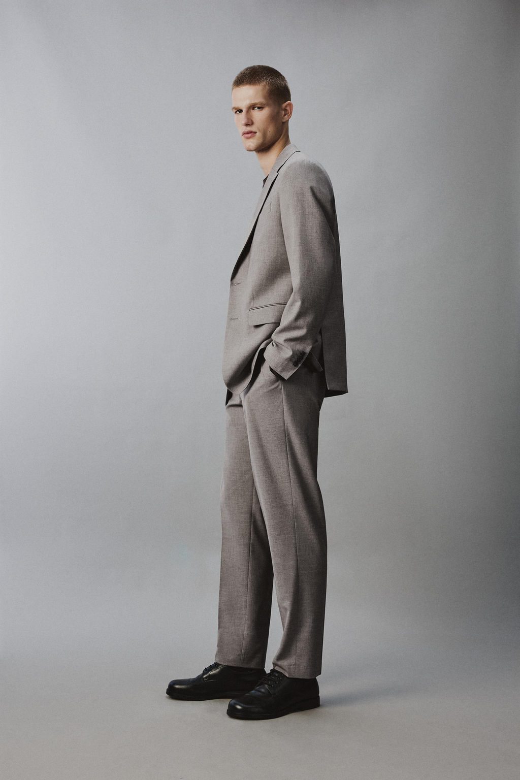 BLAZER REGULAR FIT TRAJE ESTRUCTURA / Beige - Zara фото 4