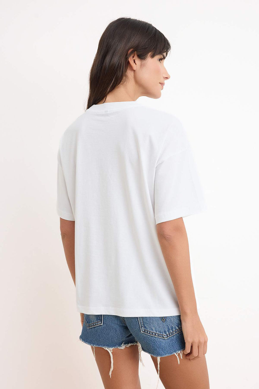 Ekru Bask?l? Oversize/Genis Kal?p Dusuk Kol K?sa Kollu %100 Pamuk Orme T-Shirt TWOSS26TS00156 - Trendyolmilla фото 4