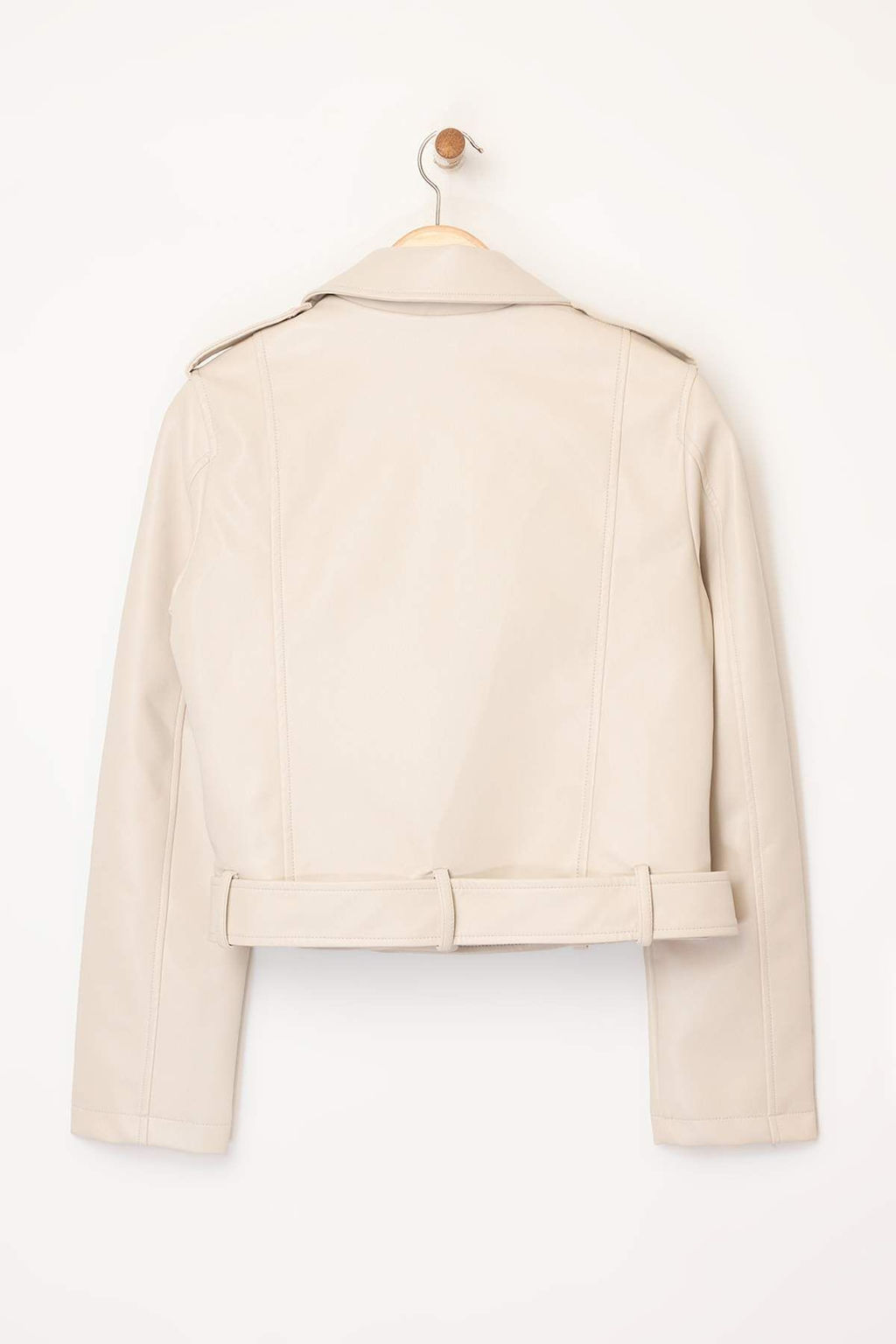 Trendyolmilla Ekru Regular Suni Deri Birker Ceket Mont TWOAW25MO00002  фото 10