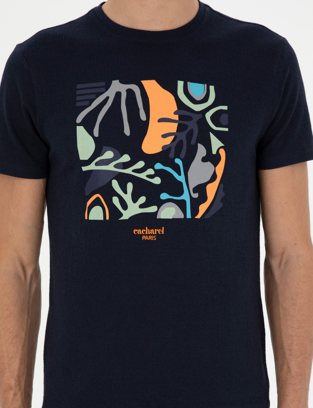 Темно-синяя приталенная футболка с круглым вырезом - Cacharel фото 6