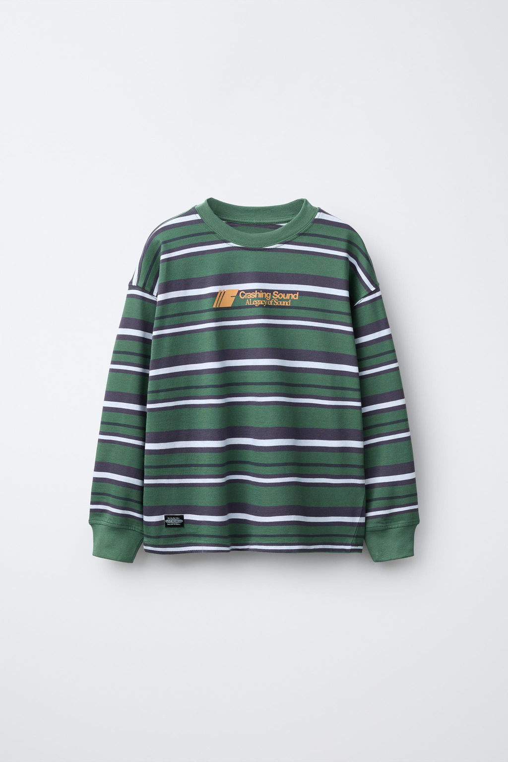 WOVEN STRIPE T-SHIRT WITH SLOGAN