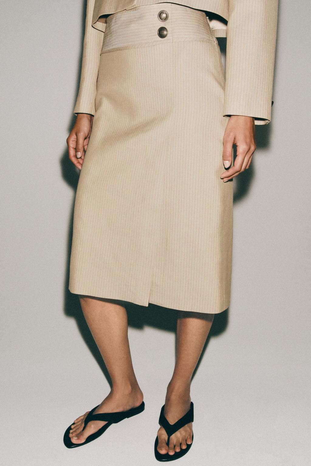 FALDA RECTA RAYAS ZW COLLECTION / Beige - Zara фото 5