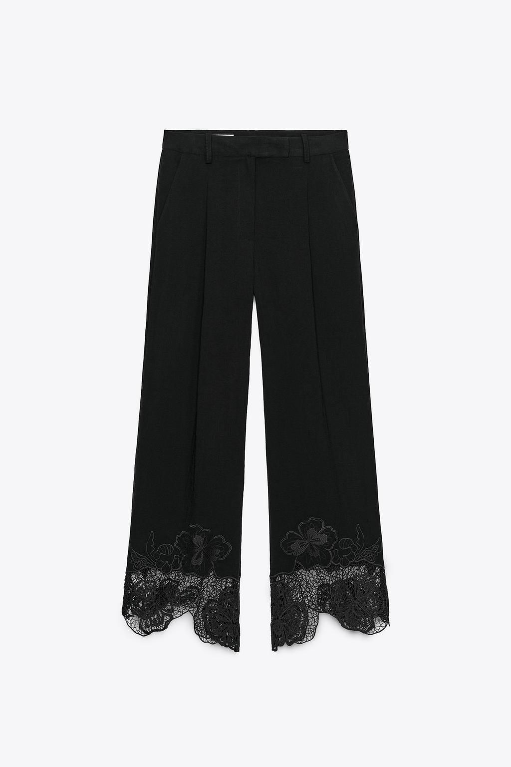 EMBROIDERED HEM CULOTTE TROUSERS - Zara фото 3