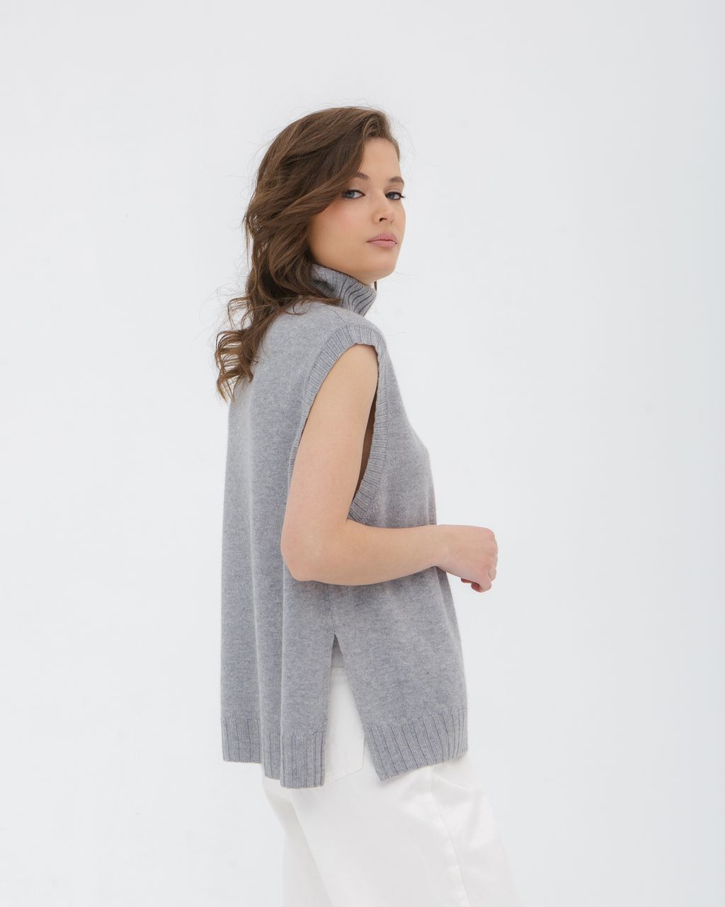 Джемпер кашемировый 06093 серо-голубой