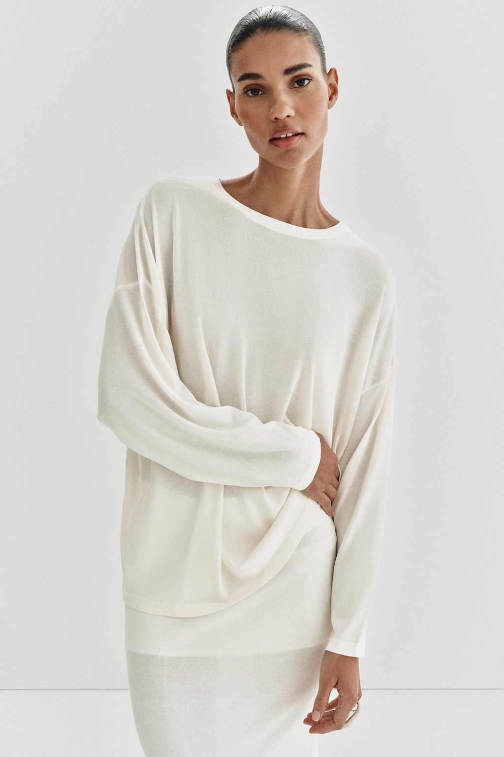 JERSEY OVERSIZE PUNTO FINO / Blanco - Zara фото 2