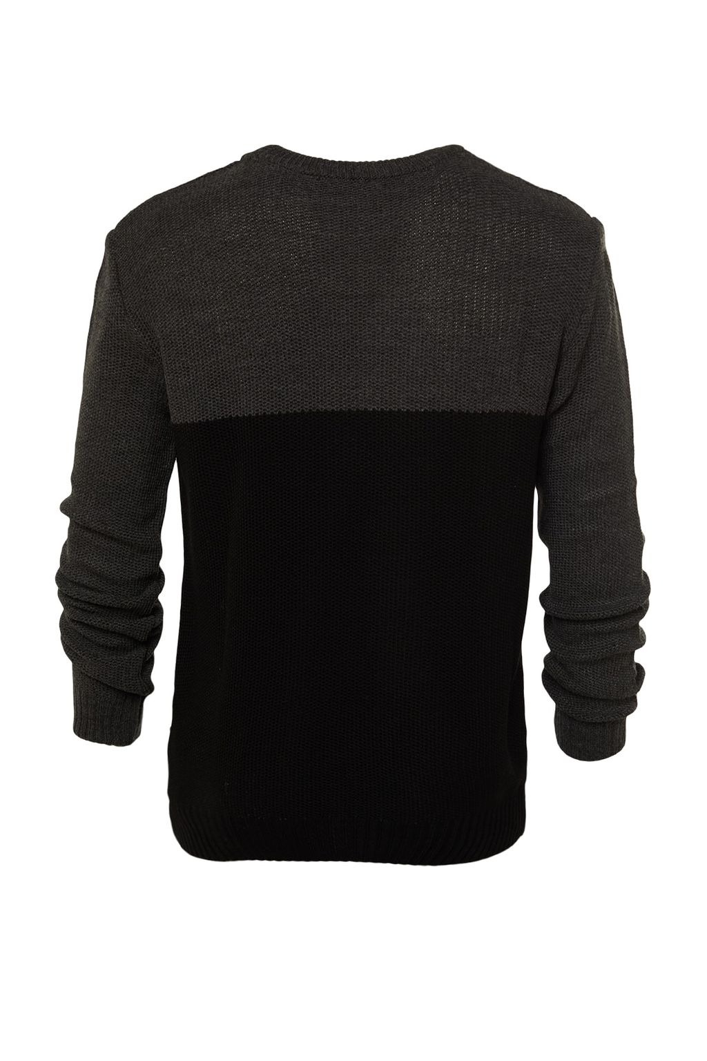 TRENDYOL MAN Siyah Slim Fit Dar Kesim Bisiklet Yaka Renk Bloklu Triko Kazak TMNAW21KZ0544 - Trendyolmilla фото 7