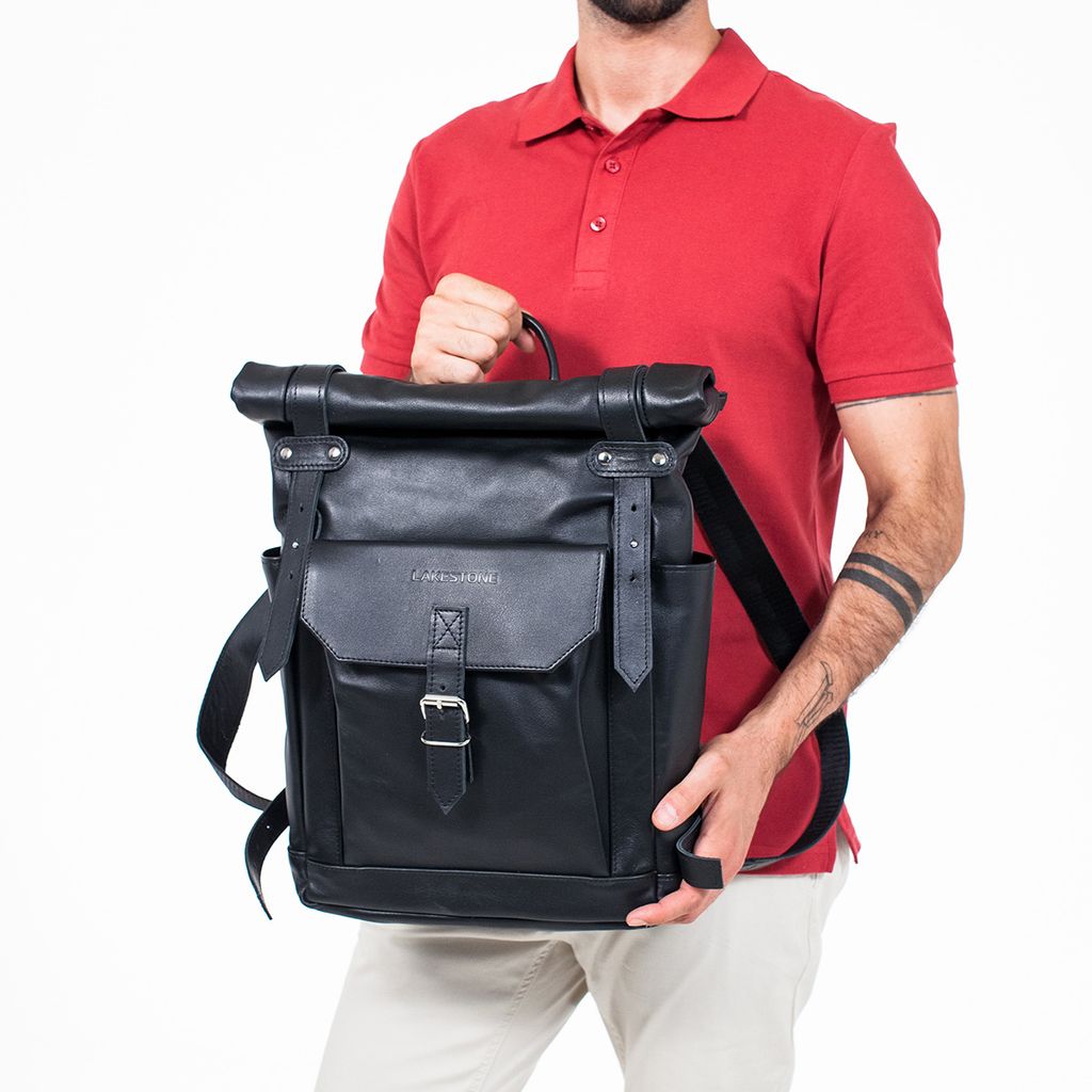 Рюкзак для ноутбука из кожи Eliot Black - Lakestone фото 8