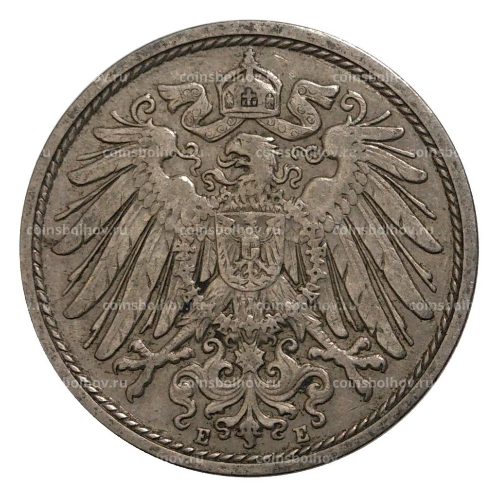 Монета 10 пфеннигов 1908 года Е Германия