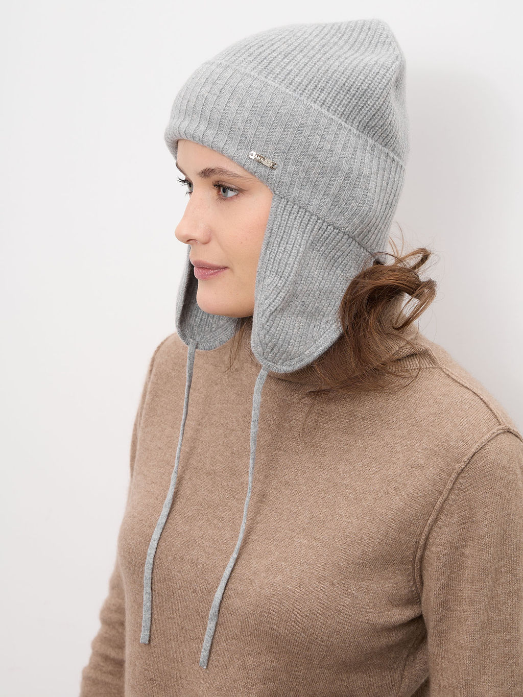 Шапка из кашемира 04341 серо-голубая
