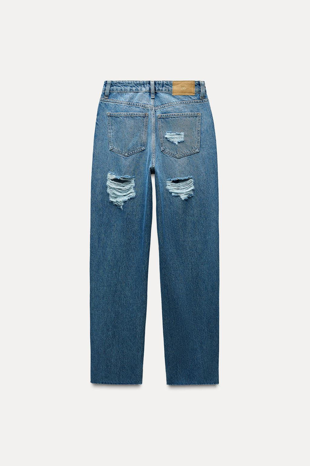 Z1975 STRAIGHT HIGH-WAIST RIPPED JEANS - Zara фото 12
