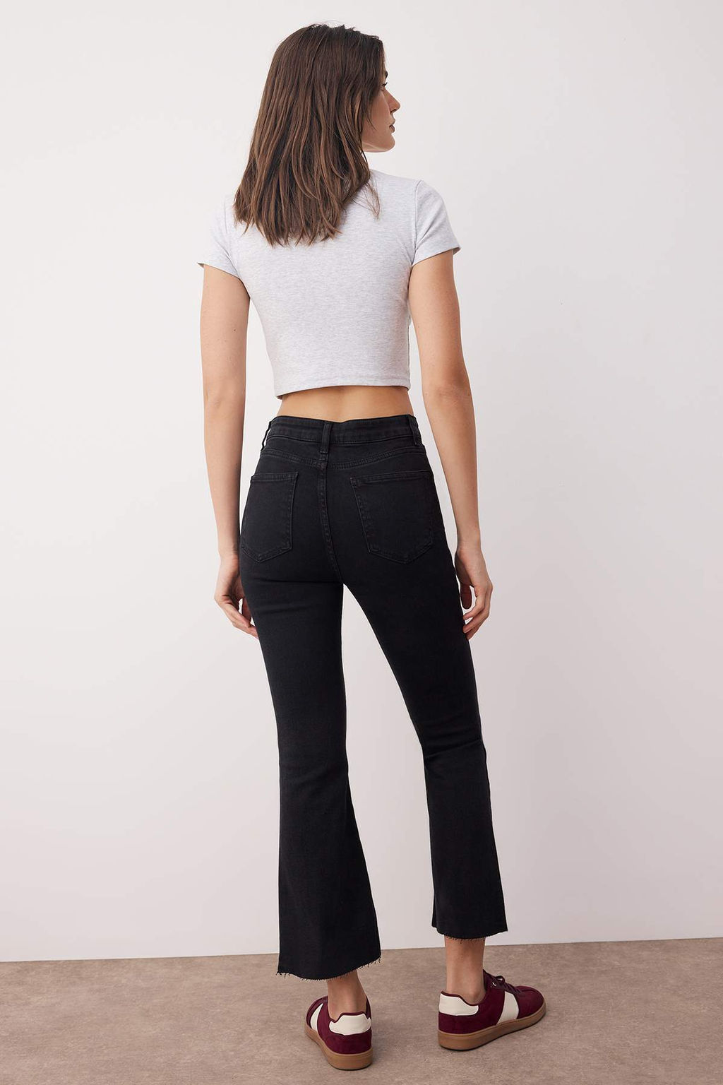 TRENDYOLMILLA Antrasit Yuksek Bel Crop Flare Jeans TWOAW21JE0159  фото 4