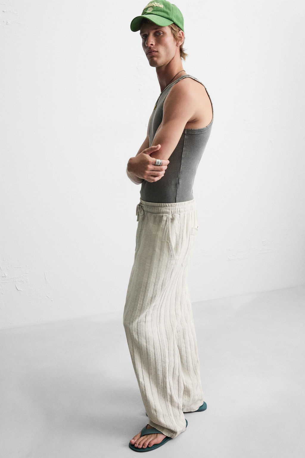 RELAXED FIT JACQUARD TROUSERS - Zara фото 6