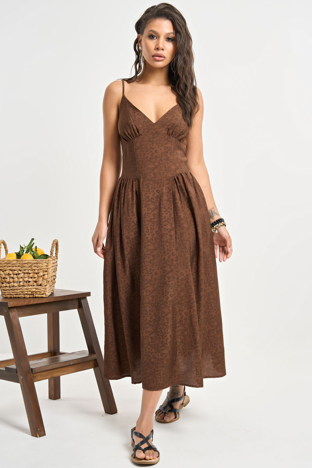 Сарафан летний леопард на шоколадном