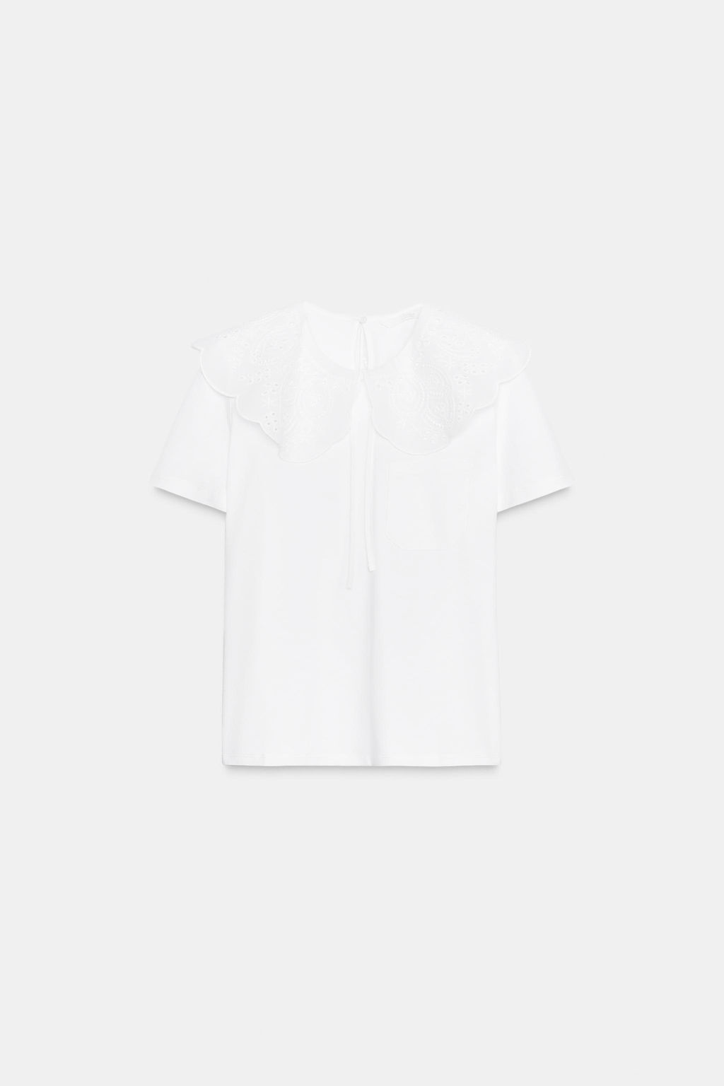 EMBROIDERED PETER PAN COLLAR T-SHIRT - Zara фото 15