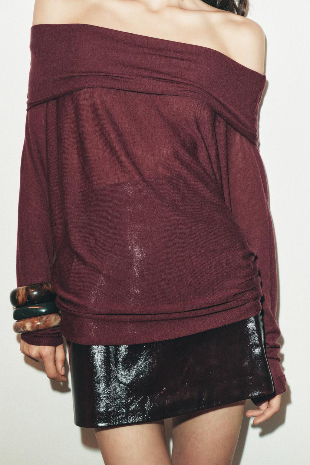 PLAIN WOOL AND SILK BLEND KNIT SWEATER - Zara фото 4