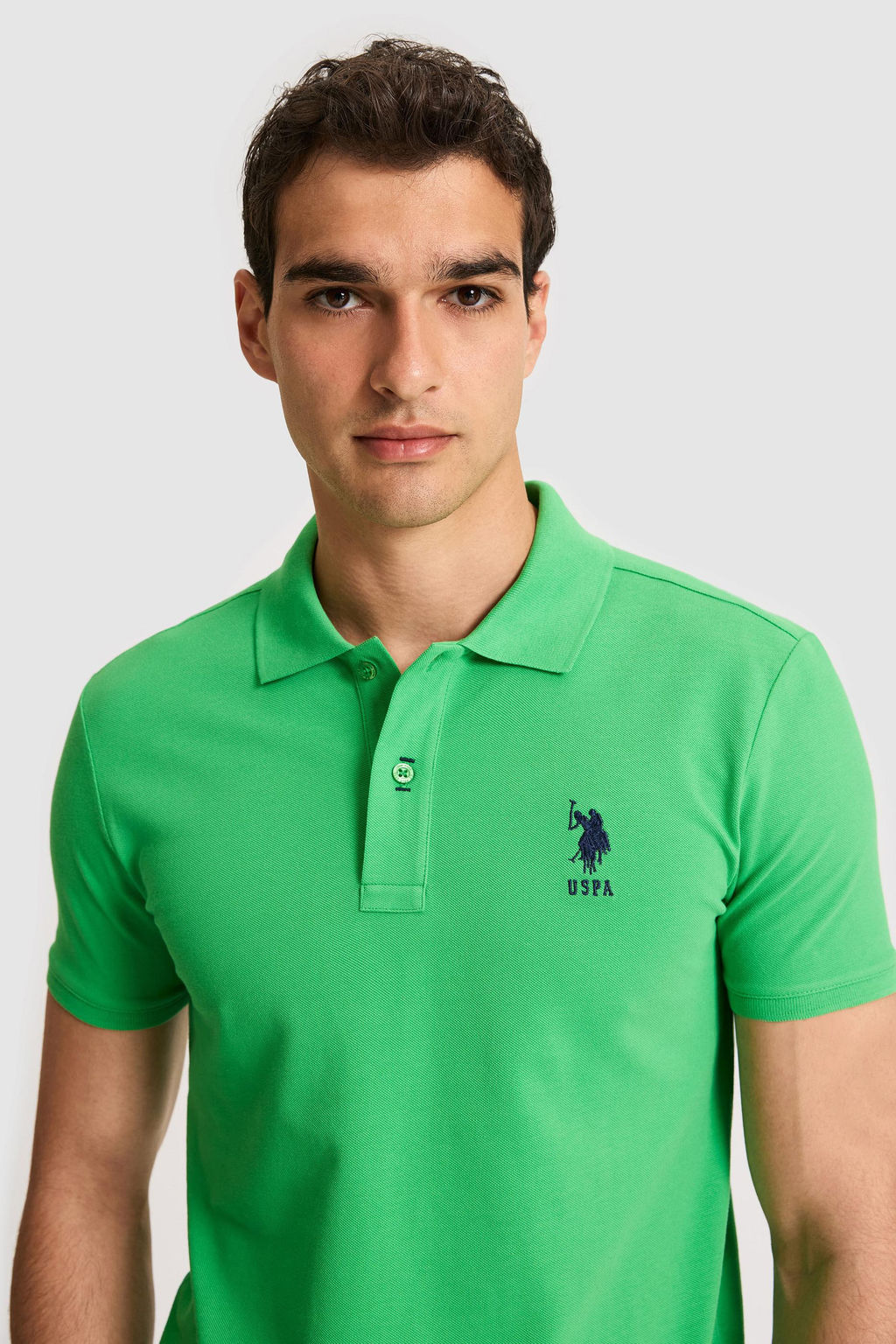 Erkek Slim Fit Polo Yaka A__k Ye_il Basic Ti__rt - U.s. polo assn фото 2