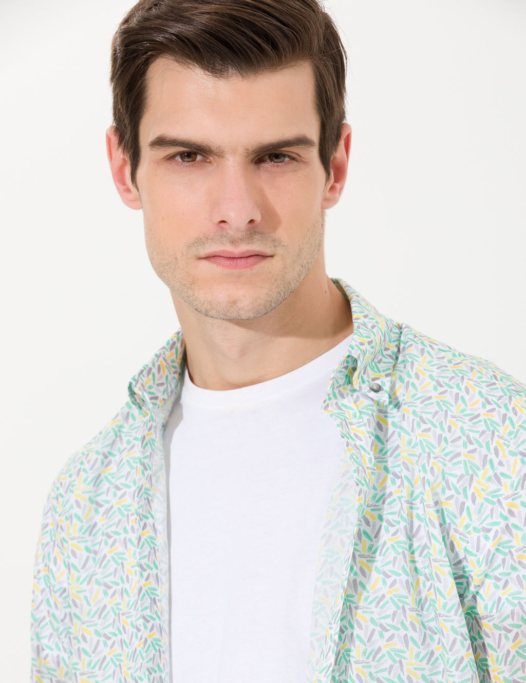 A__k Ye_il Slim Fit Uzun Kollu G_mlek
