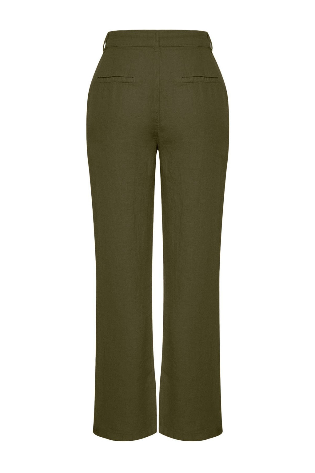 Haki %100 Keten Yuksek Bel Wide Leg Pantolon TWOSS24JE00246 - Trendyolmilla фото 12