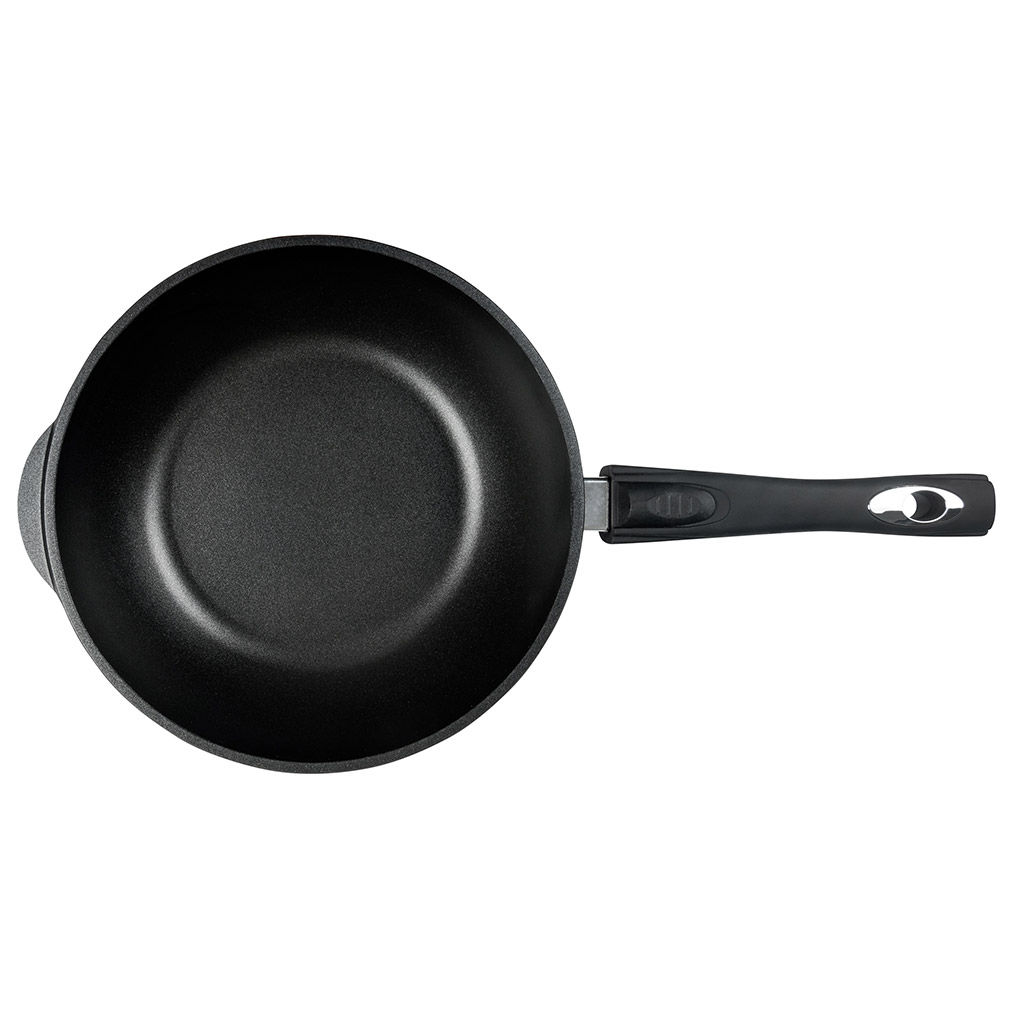 Сотейник с антипригарным покрытием д28см Классик, h8,2см, s0,4см, съемная ручка из термостойкого пластика (Россия) - Домашняя мода фото 2