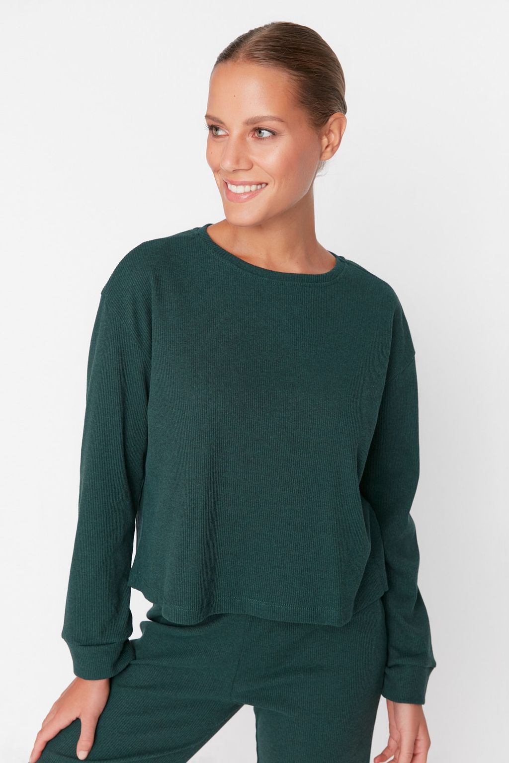 Koyu Yesil Fitilli Orme Pijama Tak?m? THMAW21PT0009