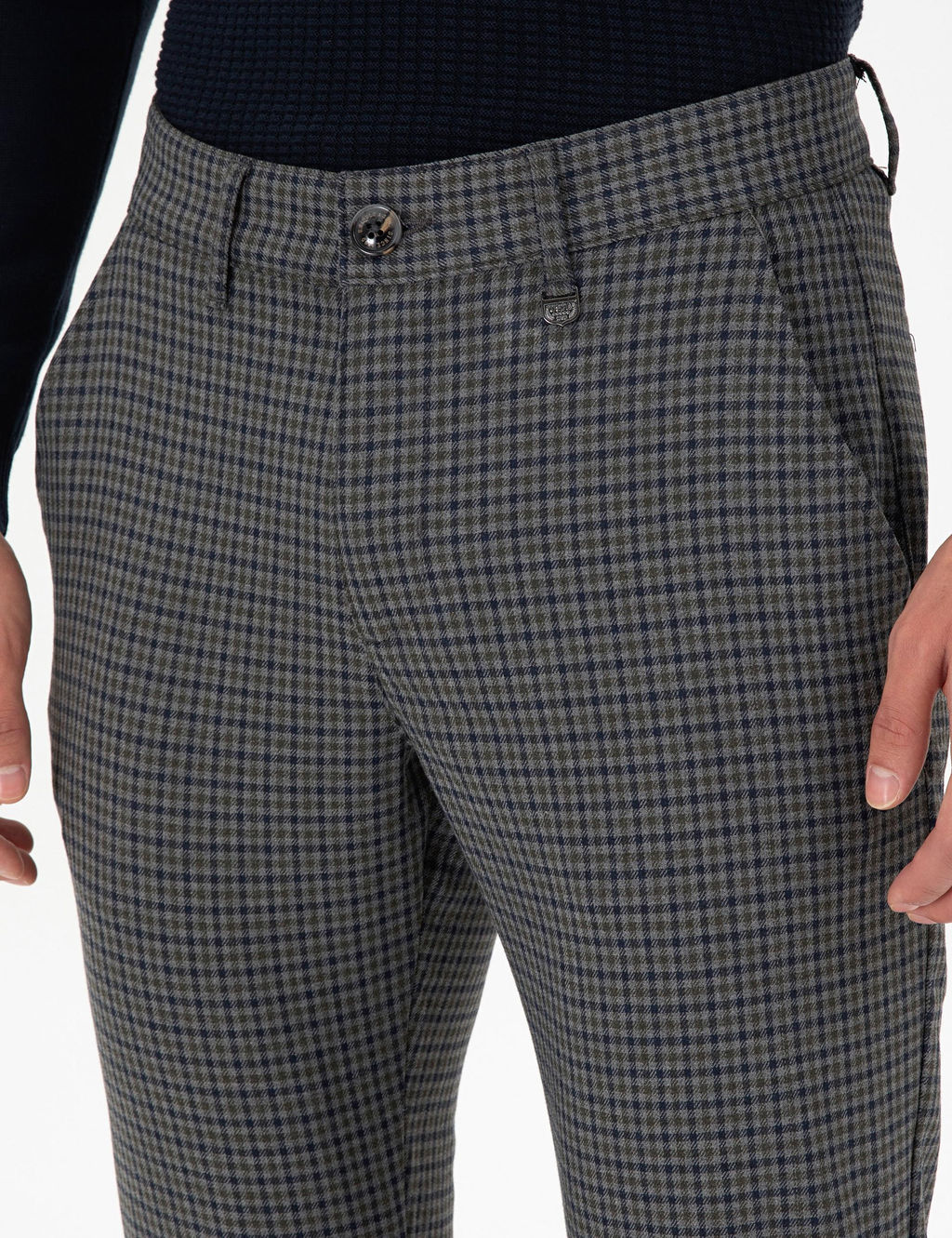 Erkek Slim Fit Ye_il Kanvas Pantolon