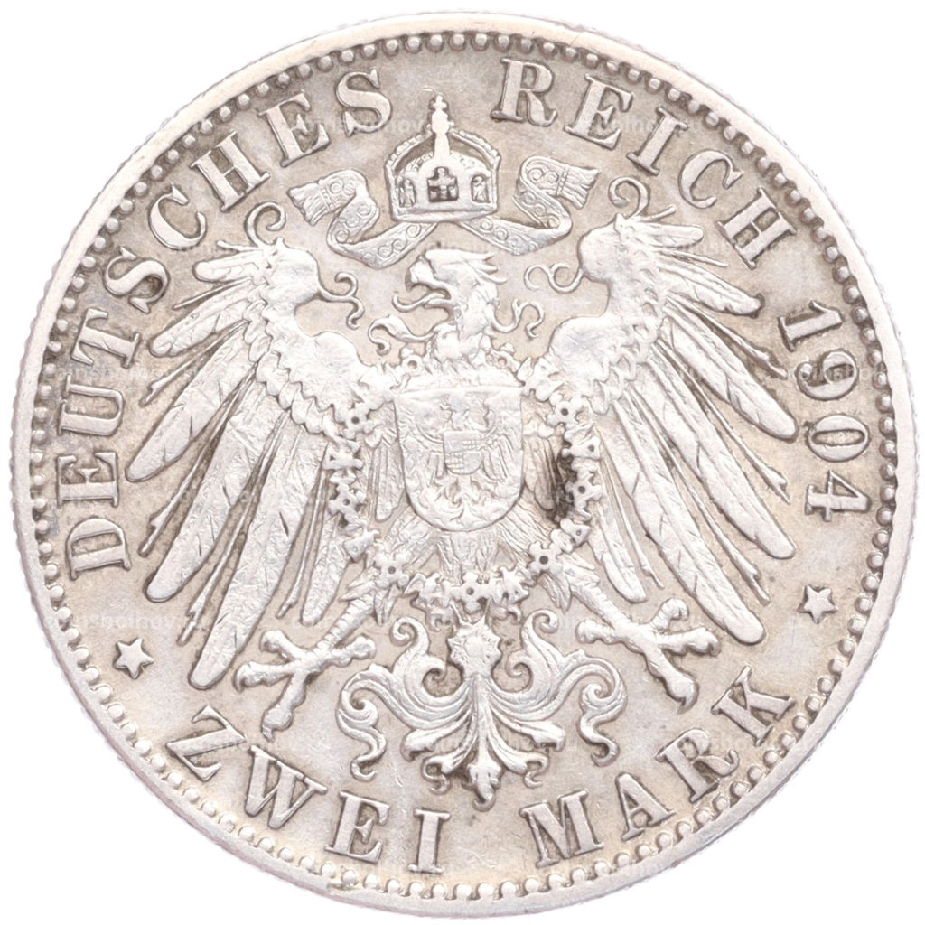 2 марки 1904 года F Германия (Вюртемберг)