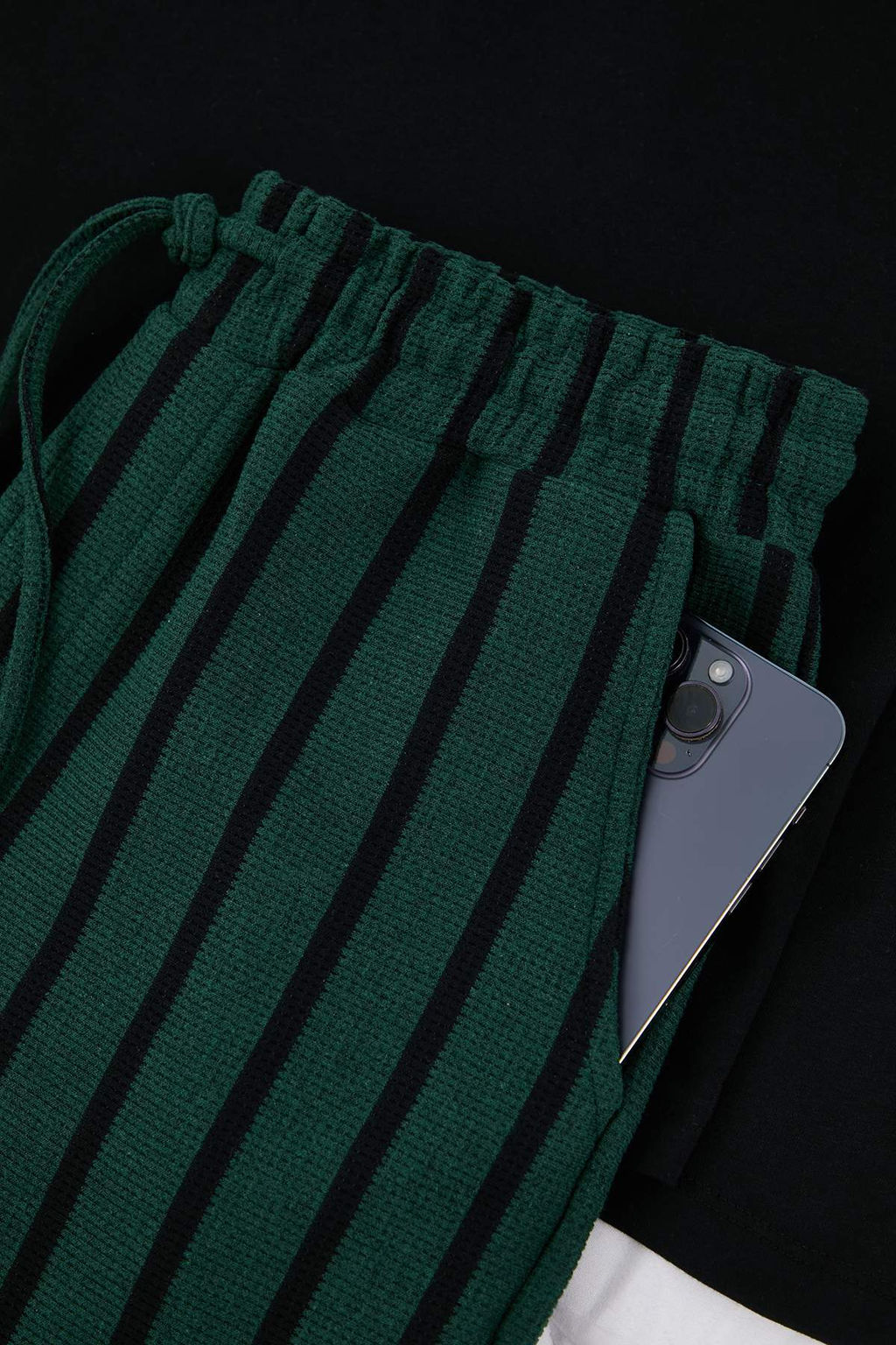 Siyah - Antrasit Regular Fit Cizgili Dokulu Orme Pijama Tak?m? TMNAW26PT00006 - Trendyolmilla фото 16
