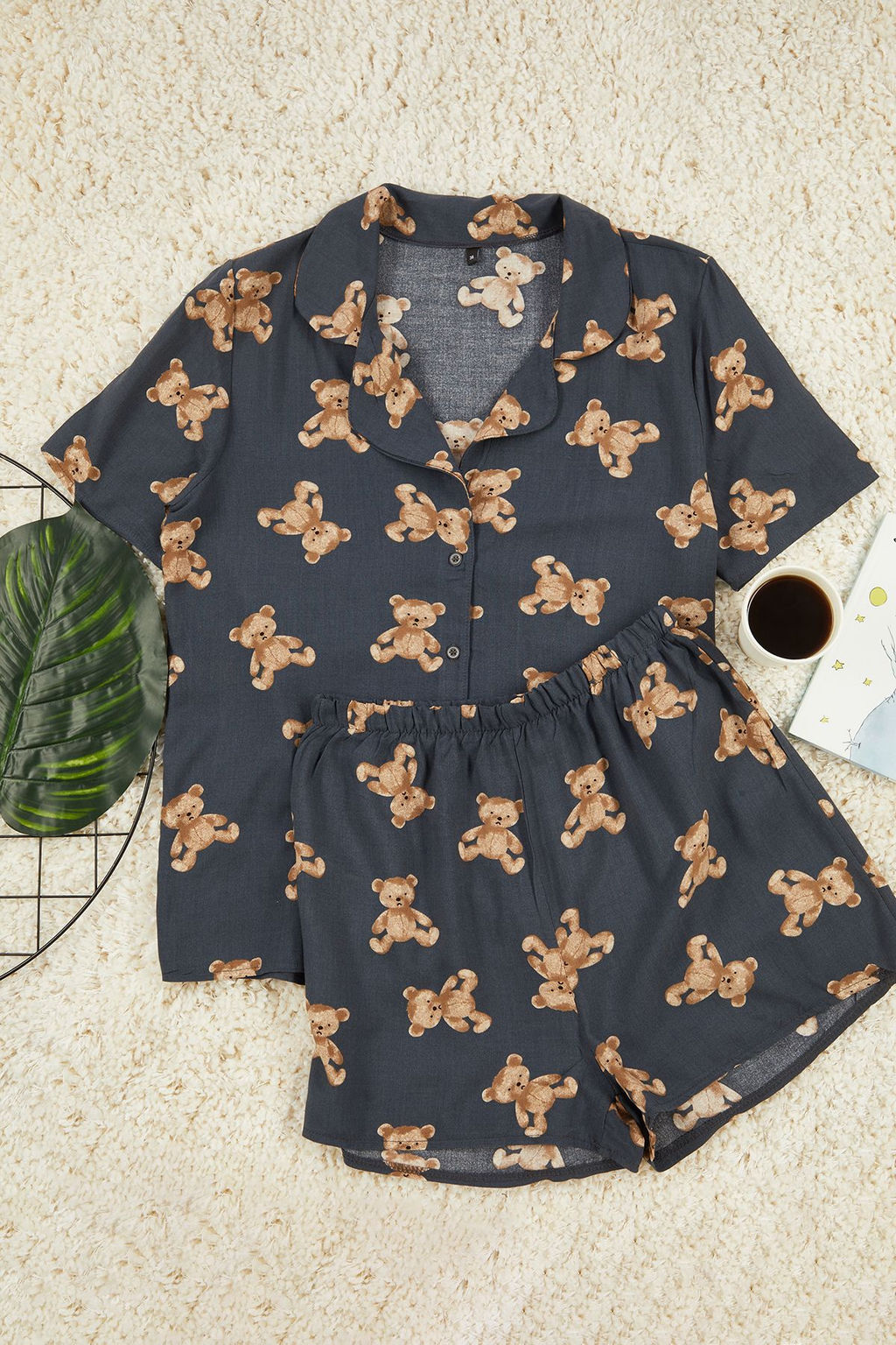 Trendyolmilla Bej Ay?c?kl? Viskon Sortlu Dokuma Pijama Tak?m? THMSS24PT00067  фото 14