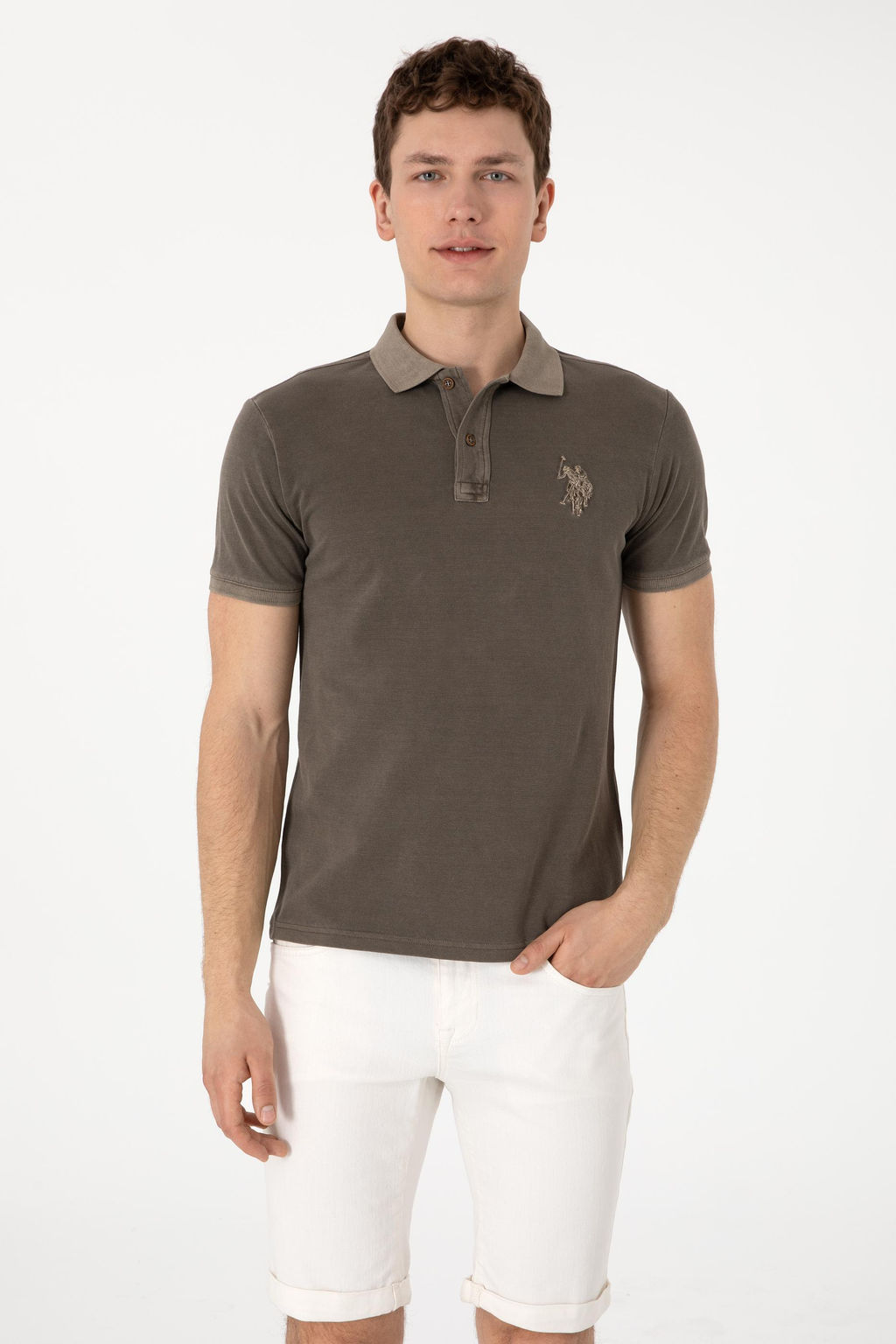 Футболка-поло U.S. Polo Assn Slim Fit Basic визон из хлопка