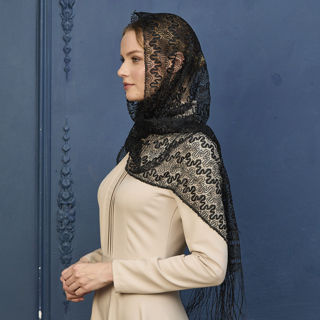 Палантин 160 х 45 см, цвет черный - Мастерская ПОКРОВ фото 5