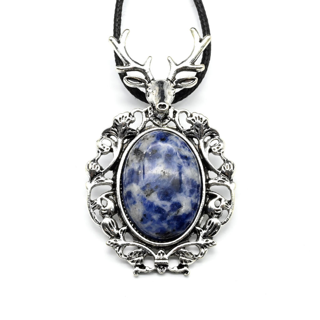 Винтажный кулон Олень 33*56мм с лазуритом