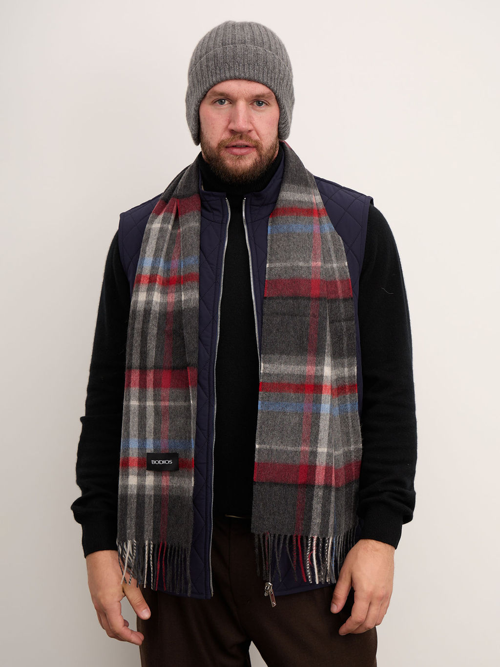 Шарф из кашемира 12218n серый