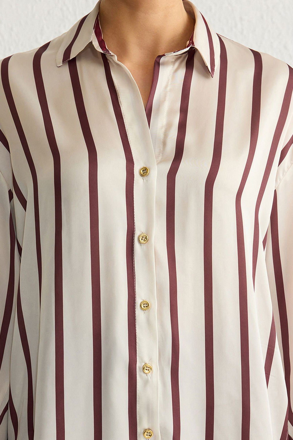 TRENDYOLMILLA K?rm?z? Cizgili Dokuma Gomlek TWOAW24GO00016  фото 10