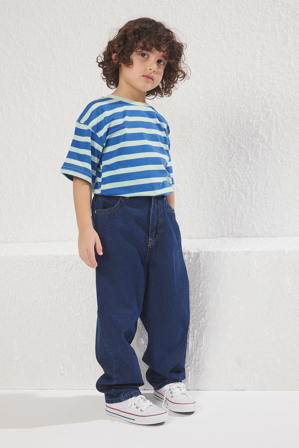 Koyu Lacivert Erkek Cocuk Balon Fit %100 Pamuk Lastikli Denim Jean Pantolon TKDSS25JE00002 - Trendyolmilla фото 2